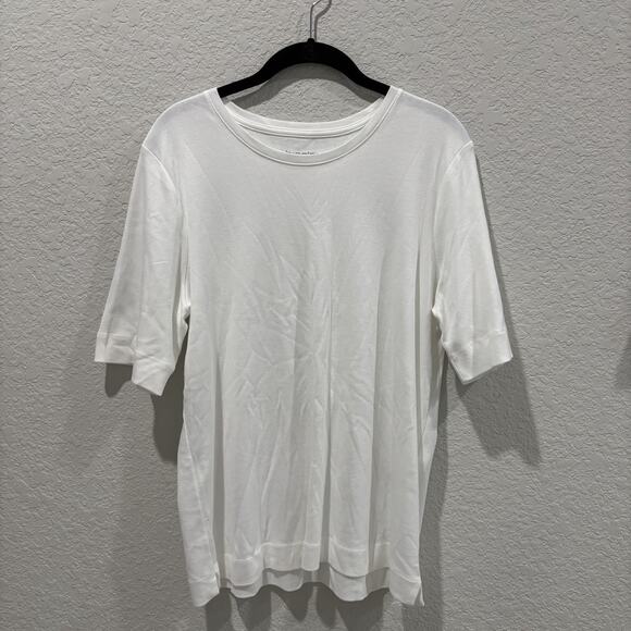 Chico's Tops - Chicos Size 2 L White Pima Cotton Half Sleeve Knit Tee Top Womens Soft